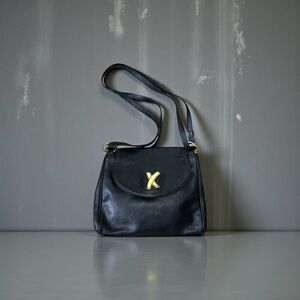 Paloma Picasso Black Leather Shoulder Crossbody Bag Vintage